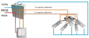 Схема подключения люстры